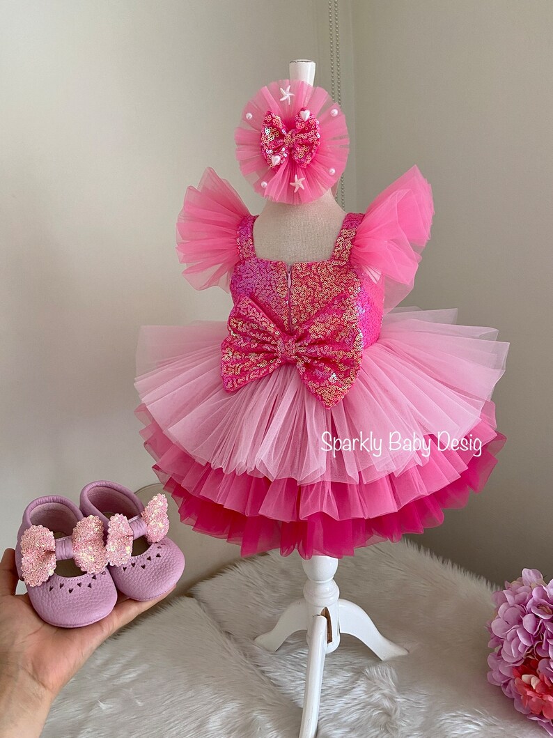 Hot Pink Girl Dress Tulle,pink Photoshoot Dress, Pink Baby Dress,pink — free download