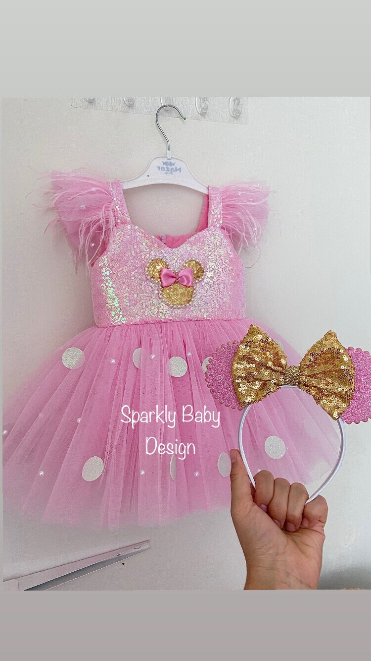 Minnie mouse dress pink and gold 2025