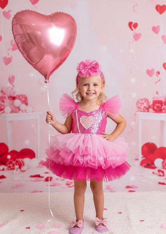 Valentine's Day Baby Girl Tutu Dress Pink | Heart Sequin Birthday Dress | Baby Girl Valentine Outfit | First Valentine Dress Valentine's Day Baby Girl Tutu Dress Pink | Heart Sequin Birthday Dress | Baby Girl Valentine Outfit | First Valentine Dress