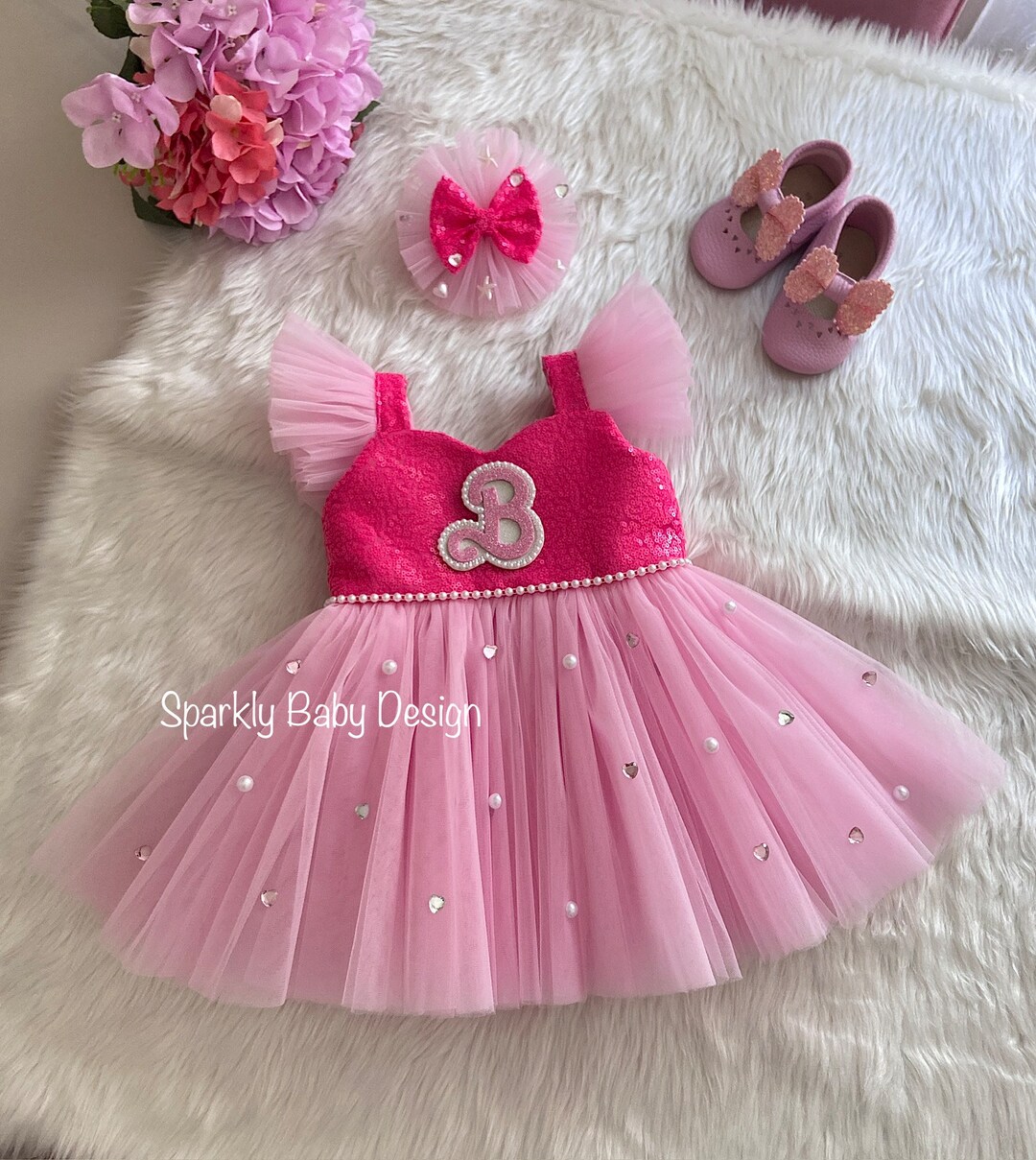 Robe Fille Rose Vif Avec Nœud Noir - Taille 8, Marque Heartache, Neuve Avec étiquettes (NWT)