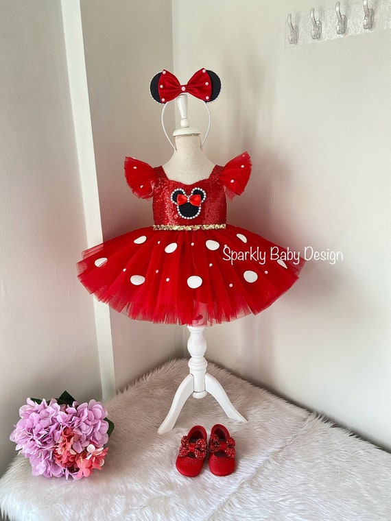 Minnie Mouse 1st Birthday Dress: Red Polka Dot Mouse Baby Costume - Etsy