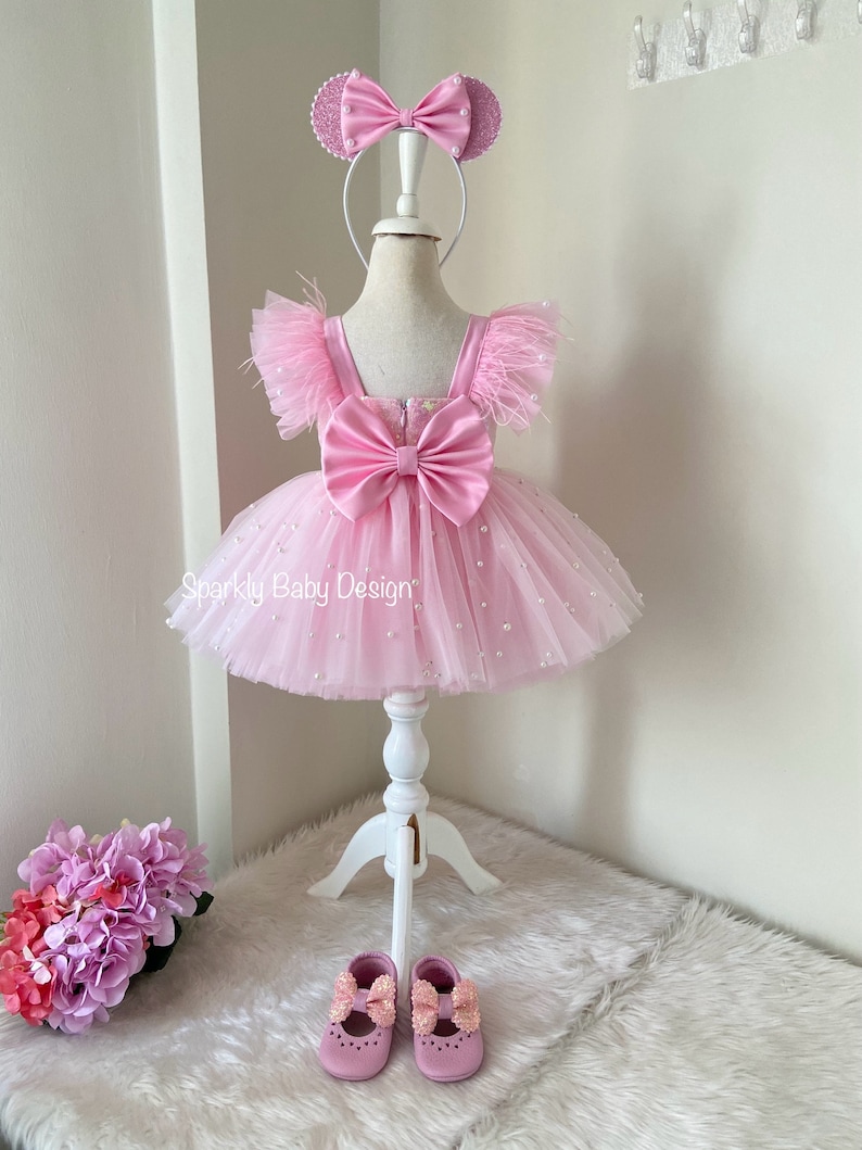 Pink Mouse Tutu Birthday Dress for Toddler Girl – First Birthday Smash Cake Outfit – Princess Party Dress image 10