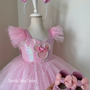 Pink Mouse Tutu Birthday Dress for Toddler Girl – First Birthday Smash Cake Outfit – Princess Party Dress image 9