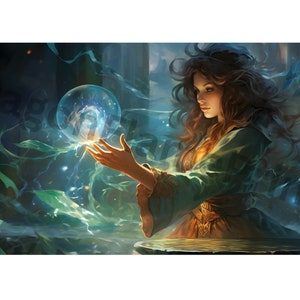 Magiczne moce, Mag, Kobieta, Czarodziej, Magia, Magiczny, Fantastyka, Epicka Fantastyka, Magiczna Fantastyka, Piękna Sztuka, Sztuka AI, Magiczne Pobieranie Cyfrowe