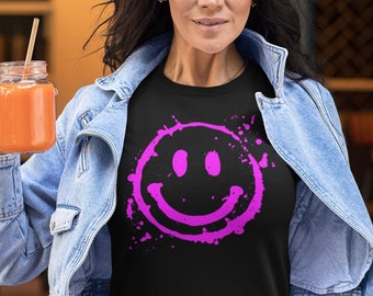Grungy Smiley Face Tee: Funny Cotton T-Shirt