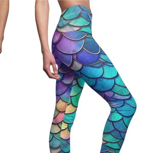 Rainbow Mermaid Fish Scale Leggings: Colorful Yoga Pants