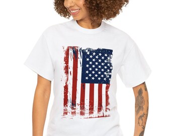 Distressed American Flag Cotton Tee: Patriotic Veteran Shirt