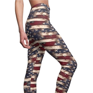 Stars and Stripes Leggings: Patriotic USA Flag Workout Pants