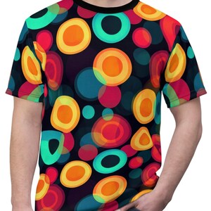 Abstract Circles Graphic Tee: Vibrant Polyester T-Shirt