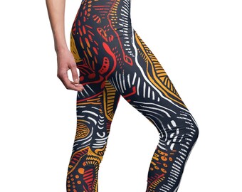 African Tribal Print Leggings: Designer Yoga Pants