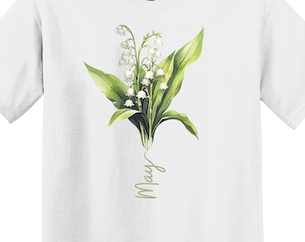 May Birth Flower Shirt: Lily of the Valley Watercolor Tee