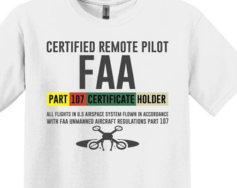 FAA認定リモートパイロットTシャツ、ドローンパイロットTシャツ、認定リモートパイロットTシャツ、ドローンシャツ、ドローンパイロットへのギフト、リモートパイロット、認定Tシャツ