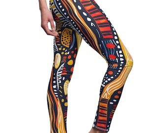 African Tribal Print Leggings: Colorful Abstract Design