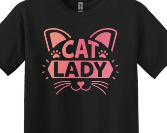 Maglietta Cat Lady: Gildan 5000 Cotton Tee