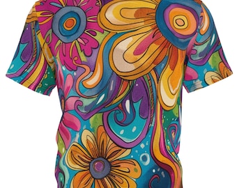 Maglietta in poliestere Flower Power: stile hippie vintage