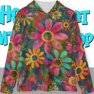 Flower Power Hoodie: Vintage Hippie Style, UPF 50