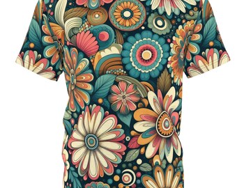 Maglietta floreale boho: maglietta hippie retrò alla moda