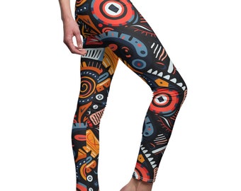 African Tribal Print Leggings: Colorful Abstract Yoga Pants