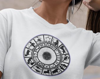 Mystical Zodiac Sign Tee: Vintage Style Cotton Shirt