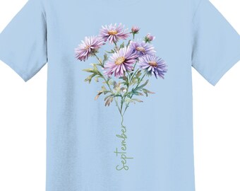 September Birth Flower Shirt: Botanical Watercolor Tee
