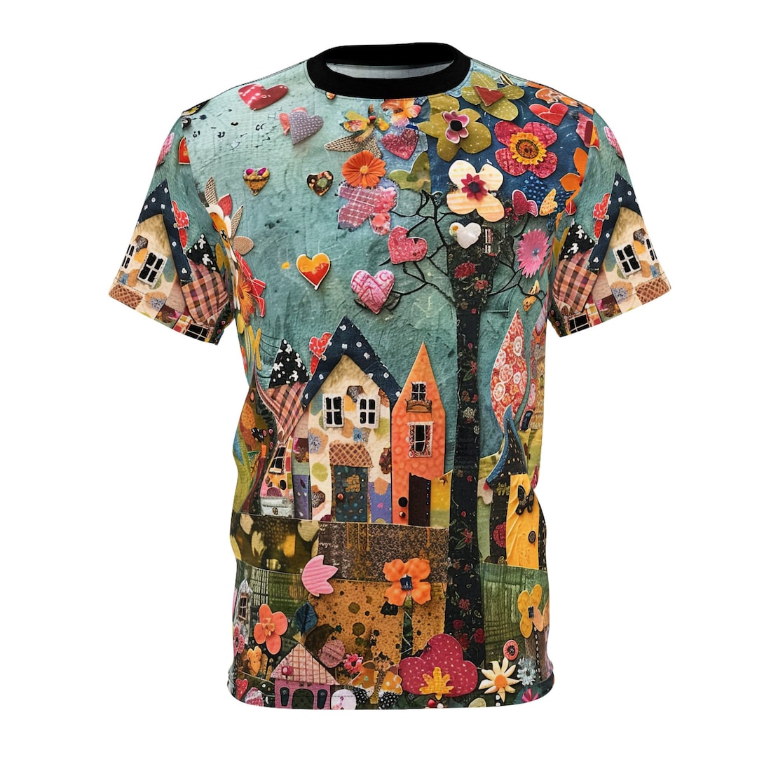 Whimsy Shirt Colorful Whimsical Village Tee: Designer Party Shirt - Etsy
