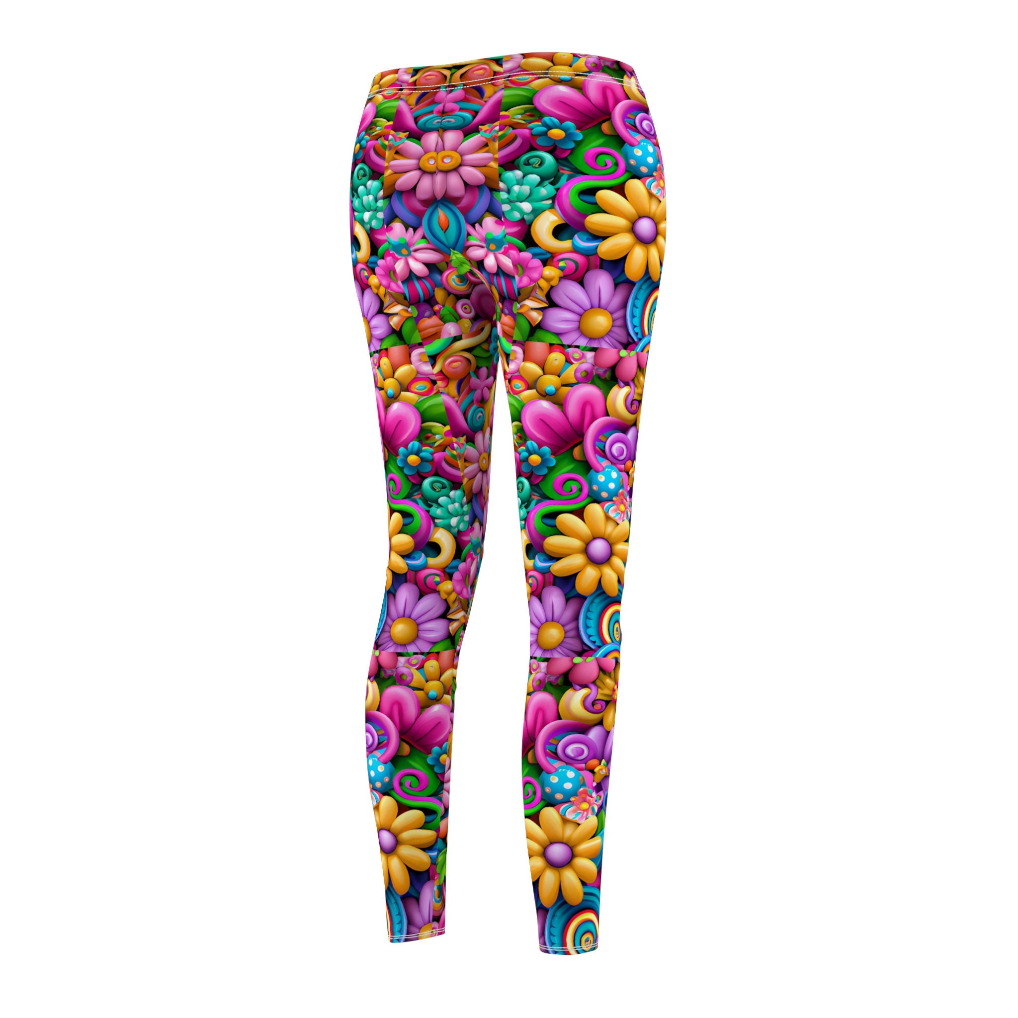Super Colorful Flower Power Leggings Floral Pattern Leggings Colorful ...