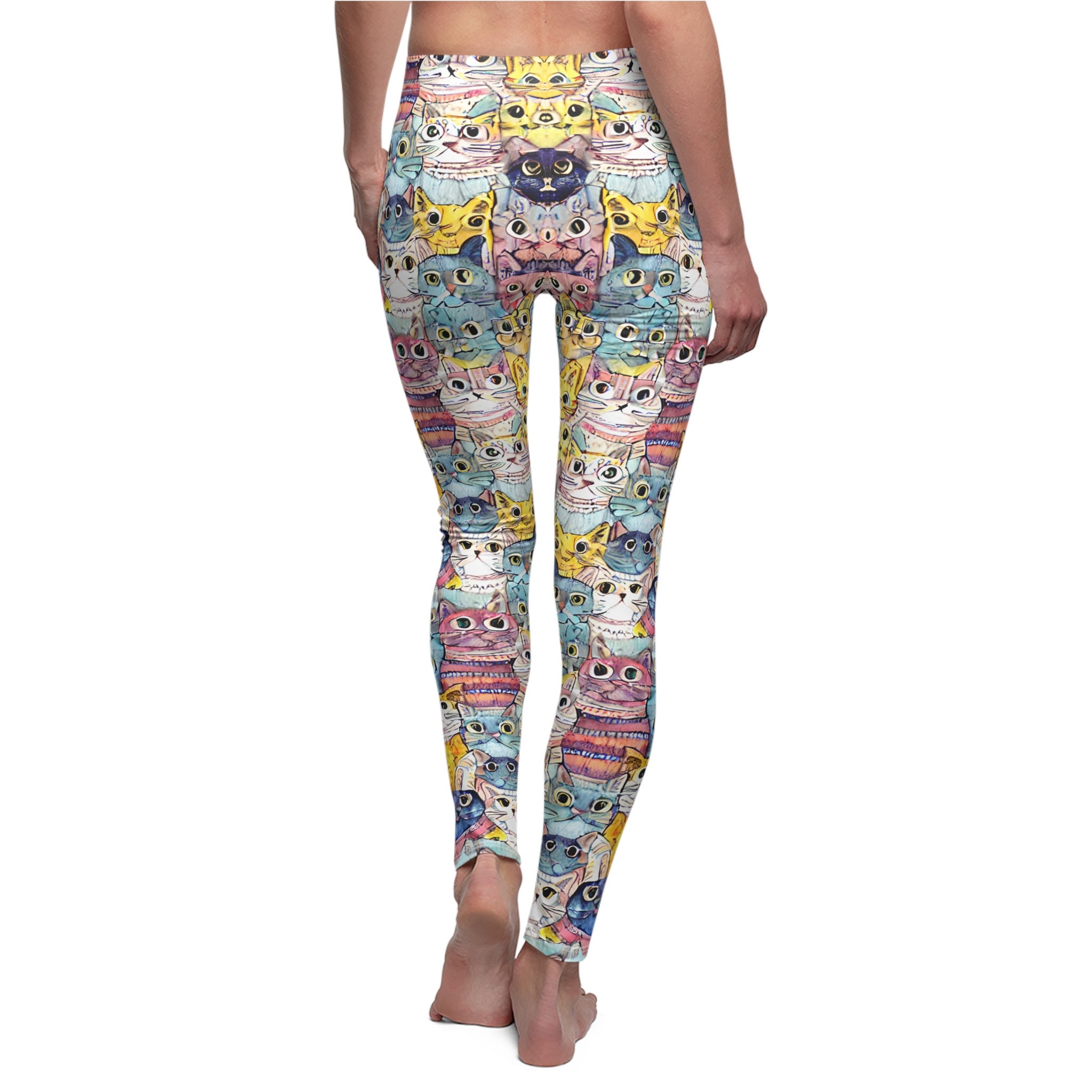 Cartoon Cats Pattern Leggings, Leggings for Cat Lovers, Cat Print ...