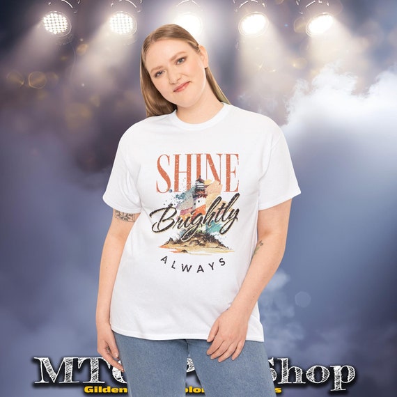 Shine Brightly Lighthouse Graphic Tee - Heavy Cotton T-shirt - Etsy