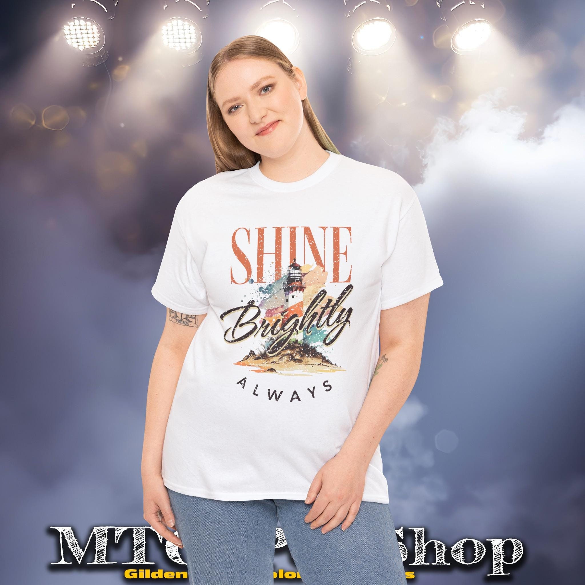 Shine Brightly Lighthouse Graphic Tee - Heavy Cotton T-shirt - Etsy