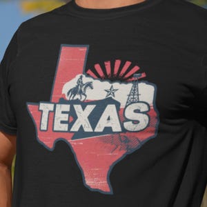 Texas Vintage Unisex aus schwerer Baumwolle T-Shirt, ideal für Souvenir, Freizeitkleidung, Geschenk für Texans, Reisetexas T-Shirt, Texas Karte T-Shirt