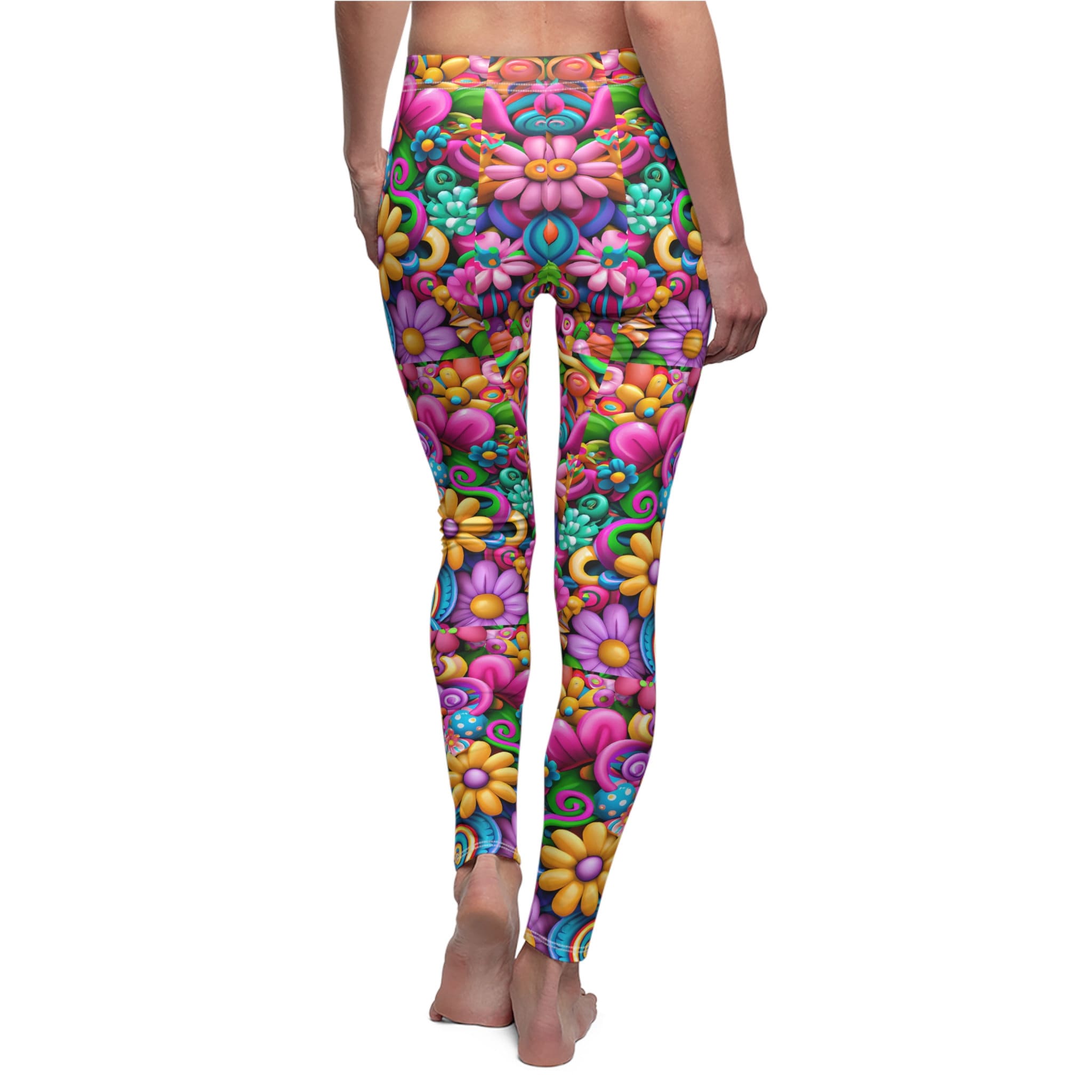 Super Colorful Flower Power Leggings Floral Pattern Leggings Colorful ...