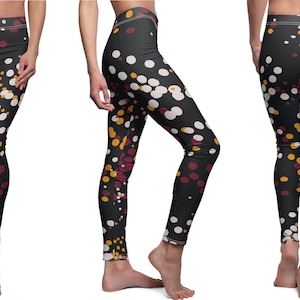 Polkadot Leggings, Polkadot Yoga Pants, Workout Wear, Designer Leggings, Polkadot Print Design, Polkadot Print Leggings, Gym Leggings