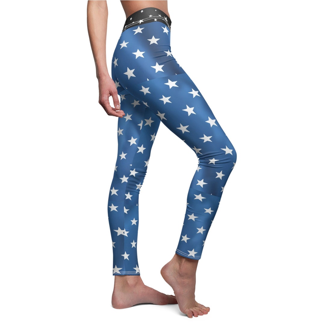 Blue and White Leggings, Stars Leggings, Star Pattern Leggings ...