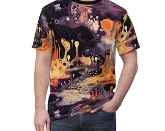 Fractal Landscape Tee, Abstract Art Shirt, Colorful Tee, Tie Dye Style Art, Gift for Artist, Gift For Her, Events Shirt, Nightclub Tee