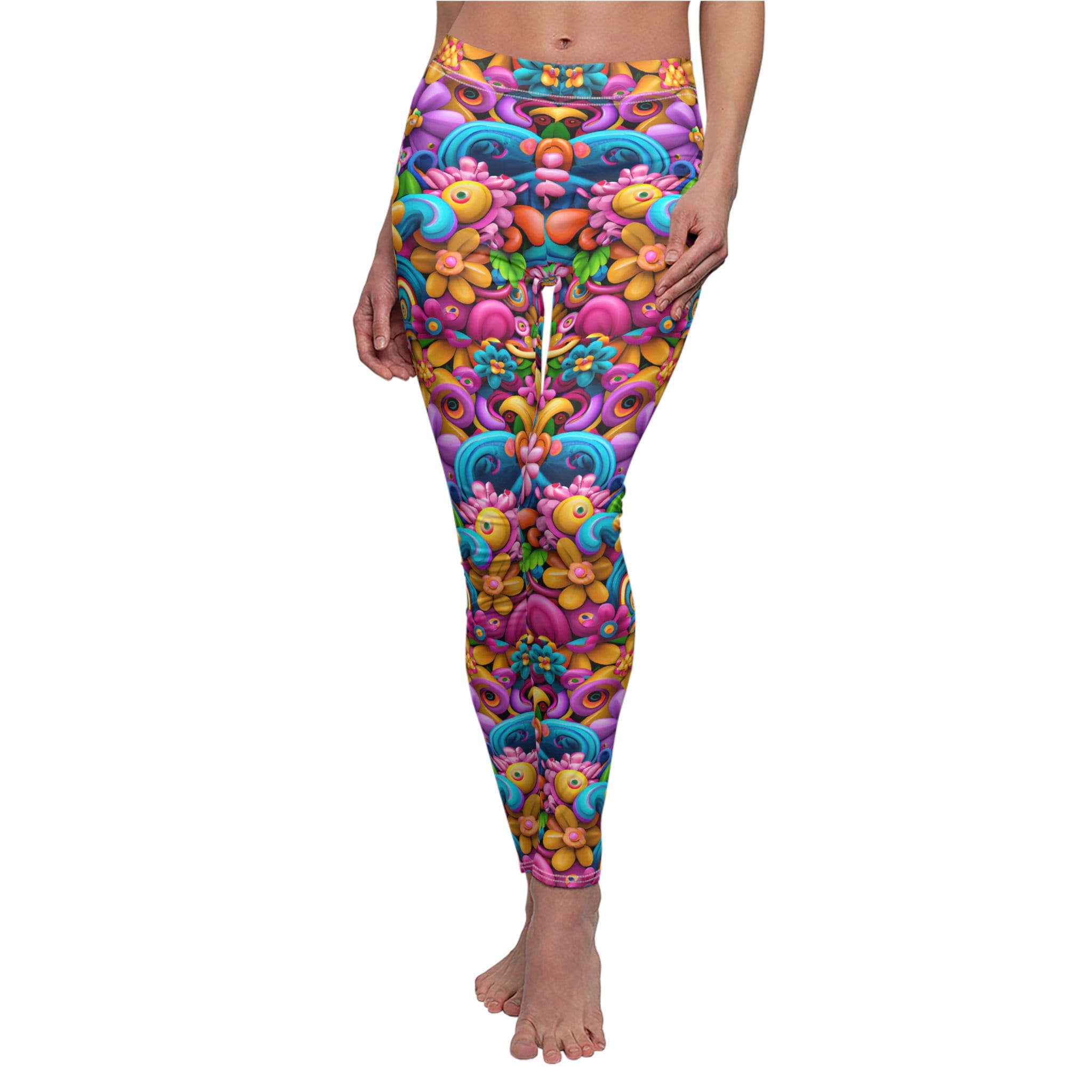 Super Colorful Flower Power Leggings Floral Pattern Leggings Colorful ...
