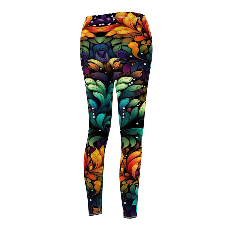 Fractal Floral Leggings, Tropical Design, Designer Leggings