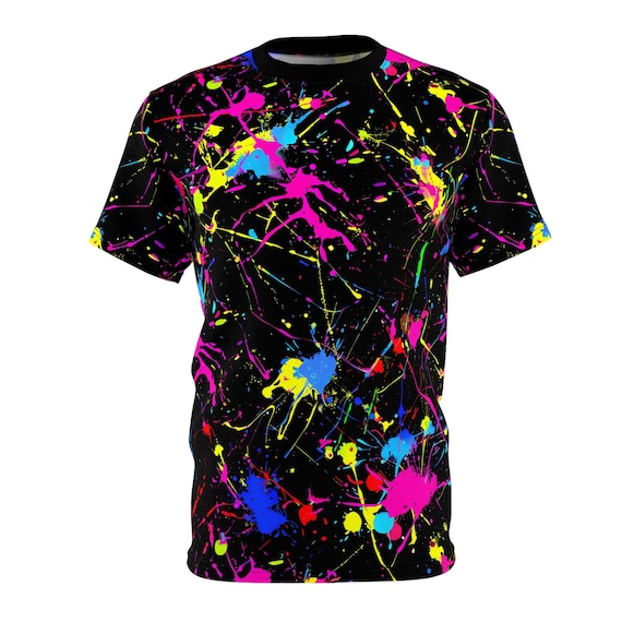Neon Paint Splatter T-shirt: Abstract Party Tee - Etsy