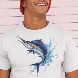 Marlin Fishing Unisex Tee, Deep Sea Fisherman Shirt, Ocean Lover Gift, Fishing Enthusiast Top, Nautical Graphic Tee