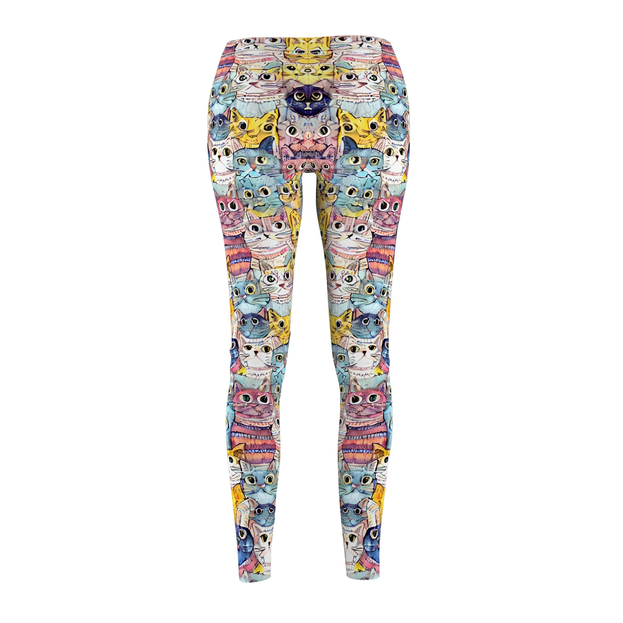 Cartoon Cats Pattern Leggings, Leggings for Cat Lovers, Cat Print