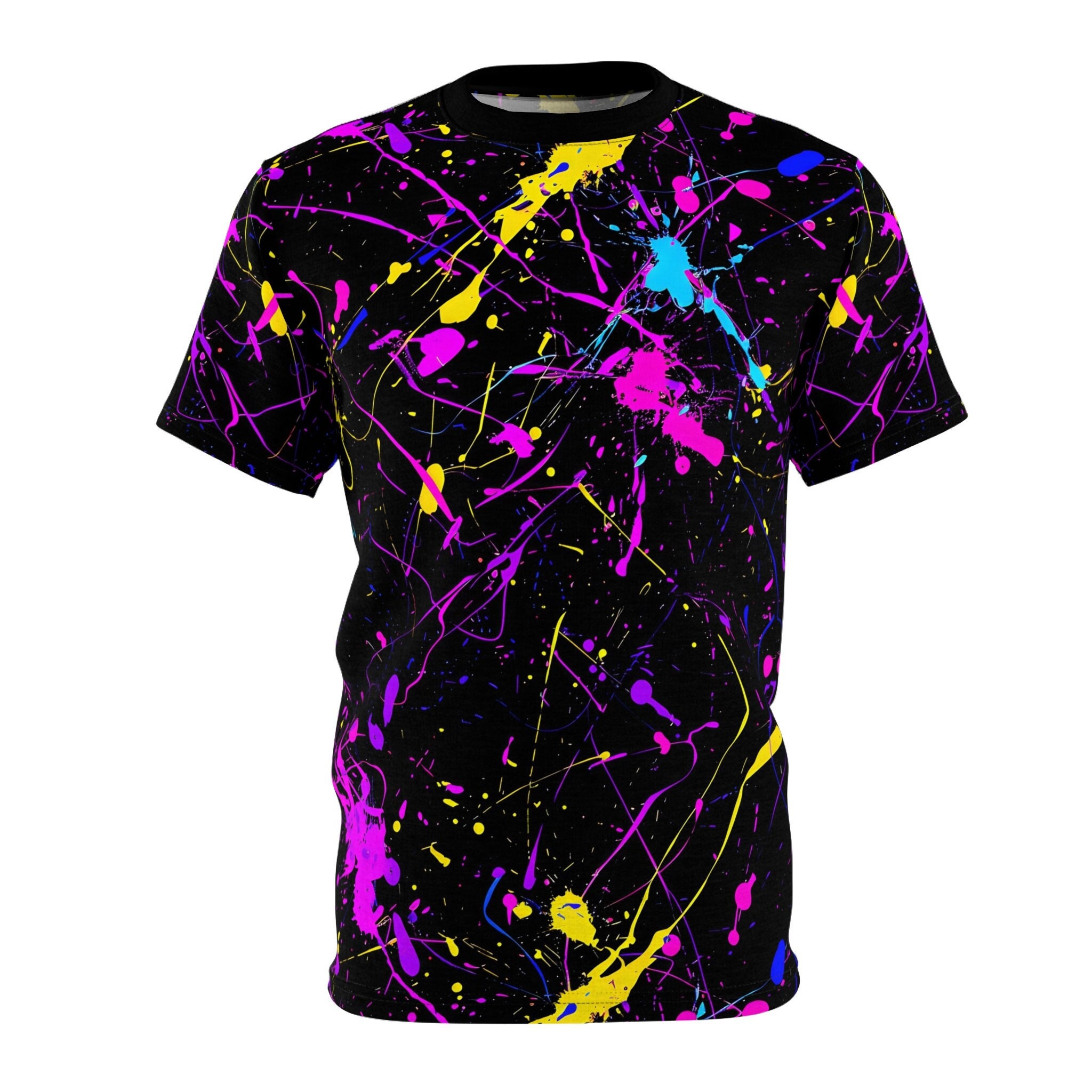 Neon Paint Splatter T-shirt: Abstract Party Tee - Etsy