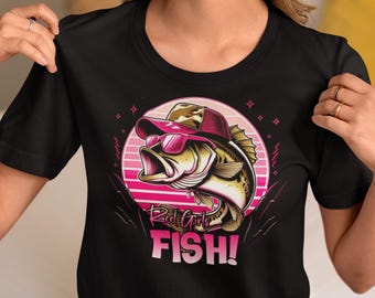Retro Bass Fish Shirt: Damen Angeln Geschenk, Sommer Tee