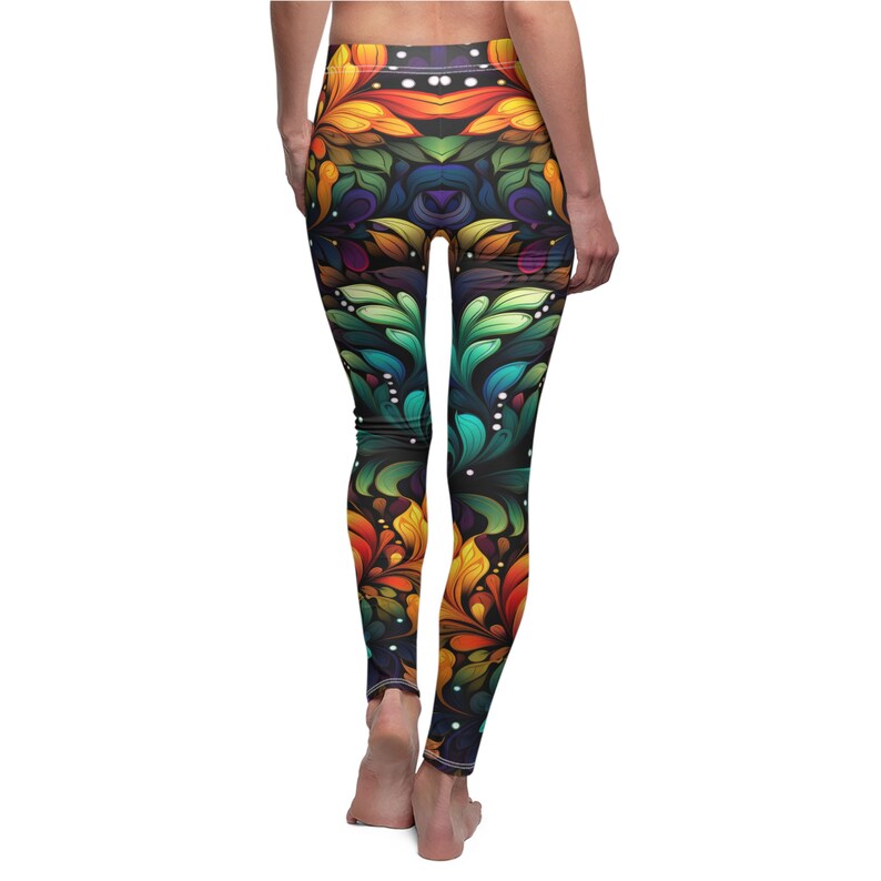 Fractal Floral Leggings, Tropical Design, Designer Leggings