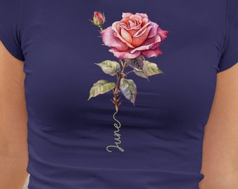 June Birth Flower Shirt: Watercolor Rose Botanical Tee