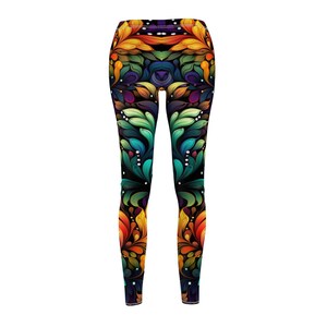 Fractal Floral Leggings, Tropical Design, Designer Leggings