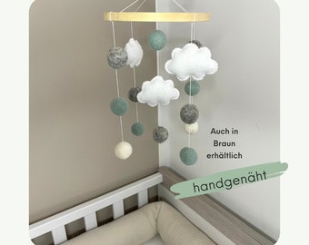 Mobile Baby Filzkugeln Mint | Filzmobile mit farbigen Kugeln