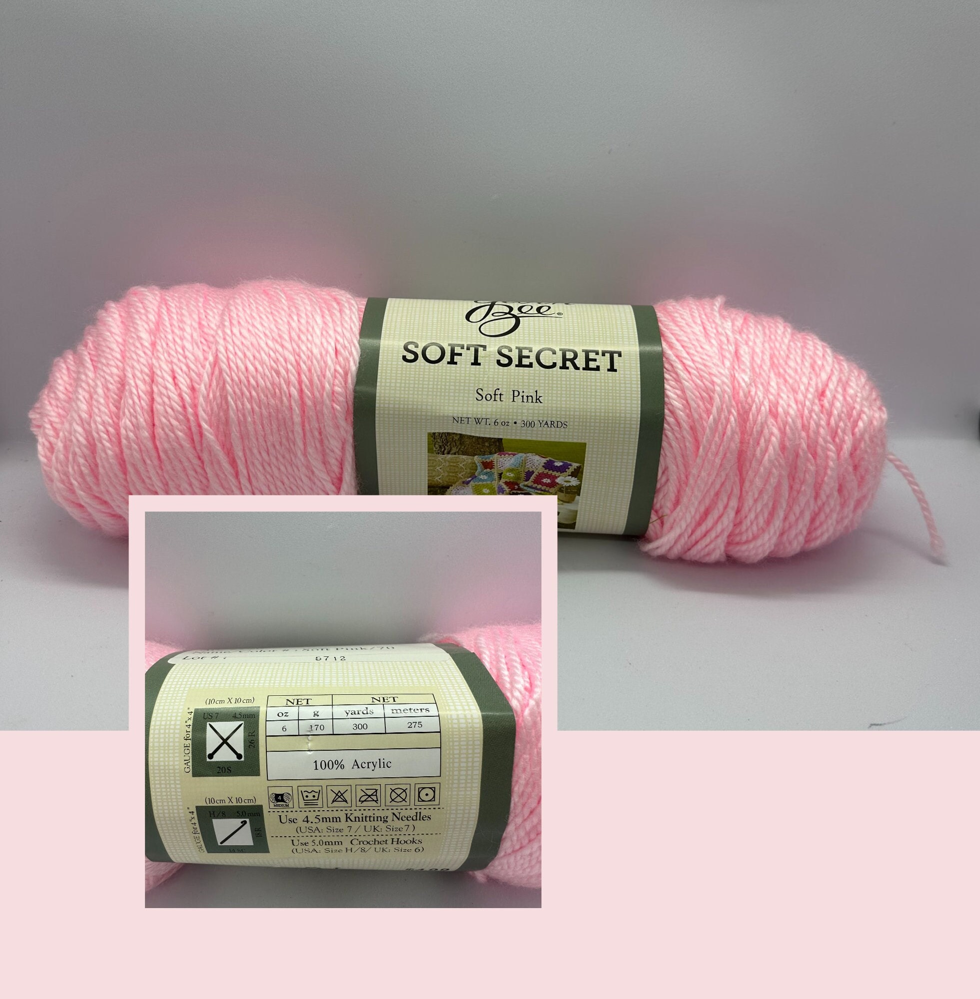 Yarn Bee Soft and Sleek Yarn Hot Pink #650 Skein 4 Worsted