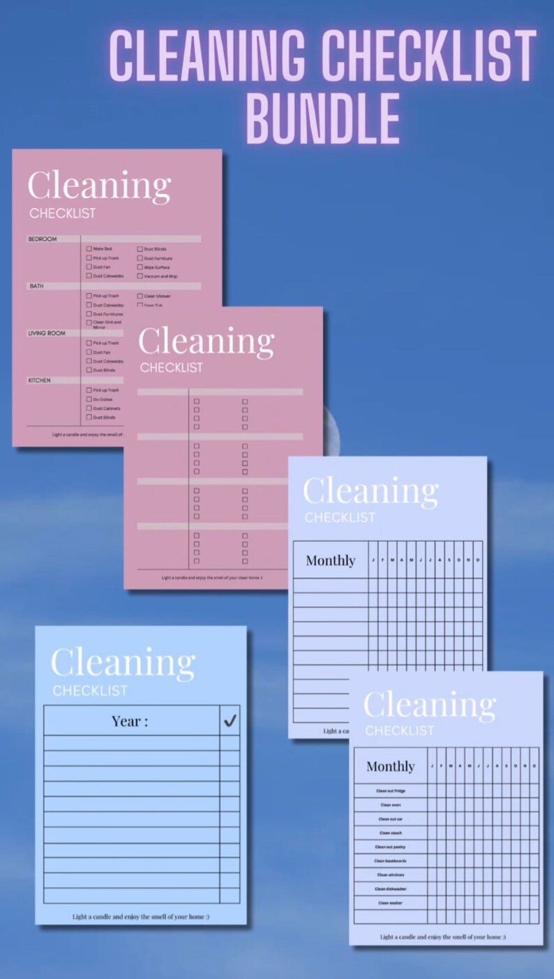 Cleaning Checklist Bundle Cleaning Planner Cleaning Etsy