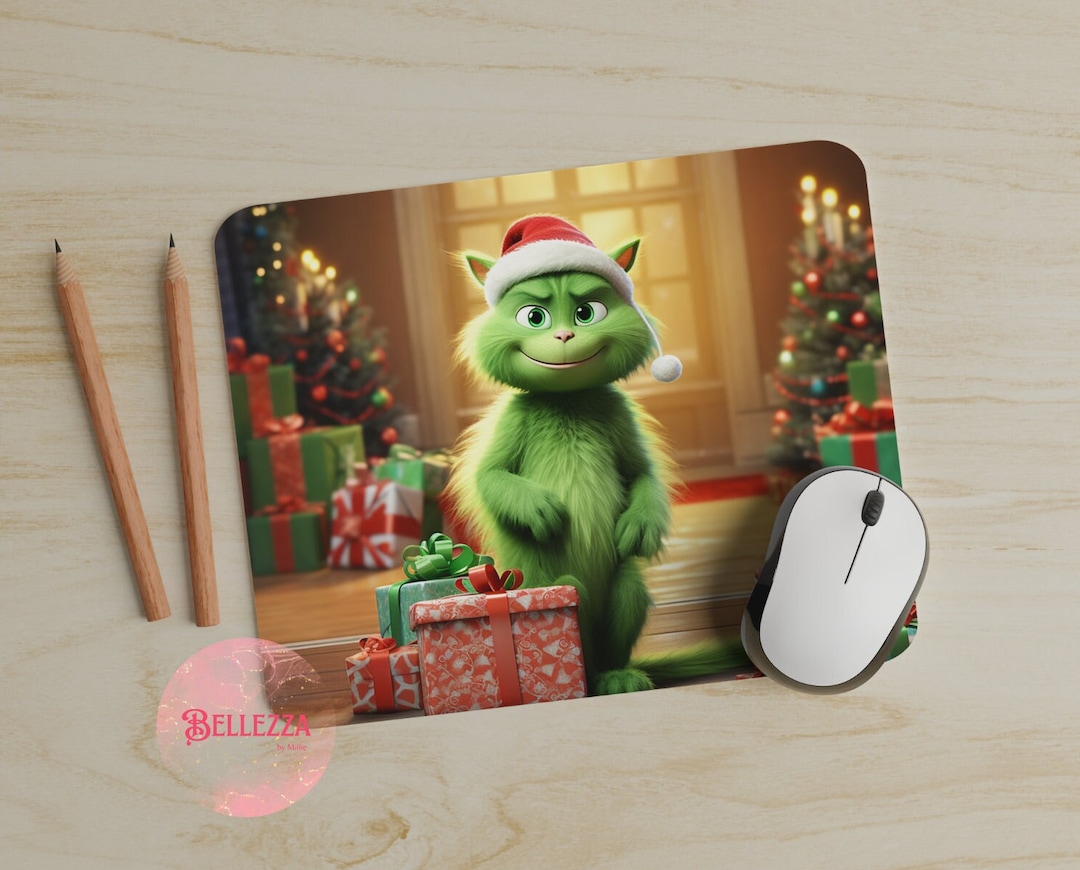 GRINCH CAT Mouse Pad, Christmas Mouse Pad, Holiday Mouse Pad, Mouse Pad