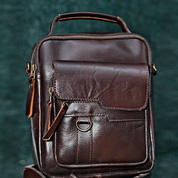 Bolso bandolera pequeño de piel para mujer y hombre: bandolera con