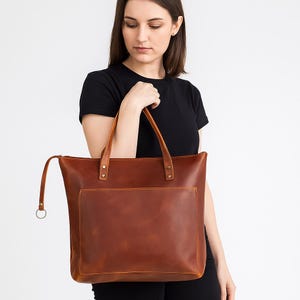 Soft Brown Leather Tote Bag – Large Handmade Leather Tote, Stylish & Durable Tote Bag for Women – Best Gift for Her